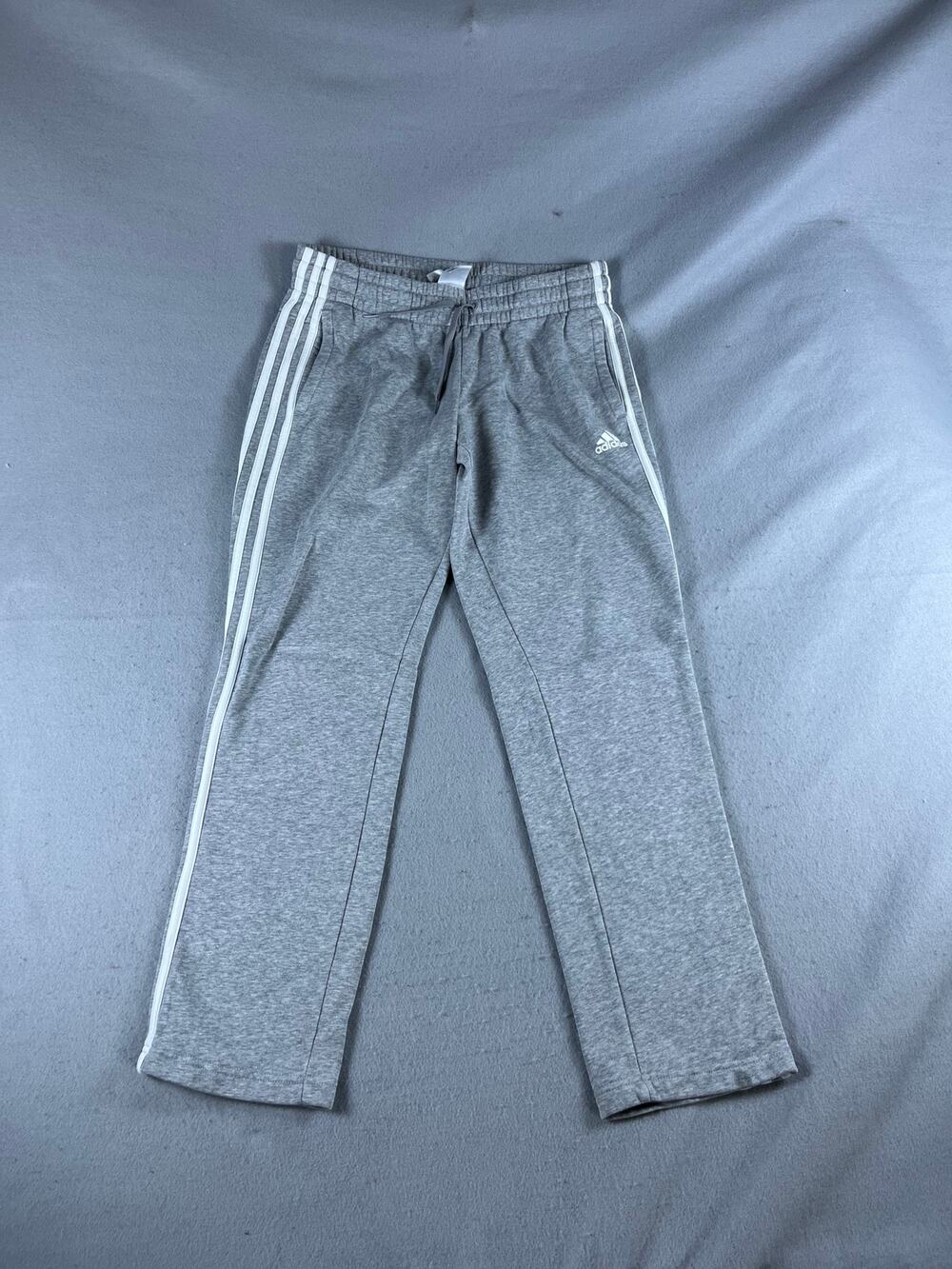 adidas Sweatpants Womens M Gray Drawstring Three Striped Fleece Athleisure Sport